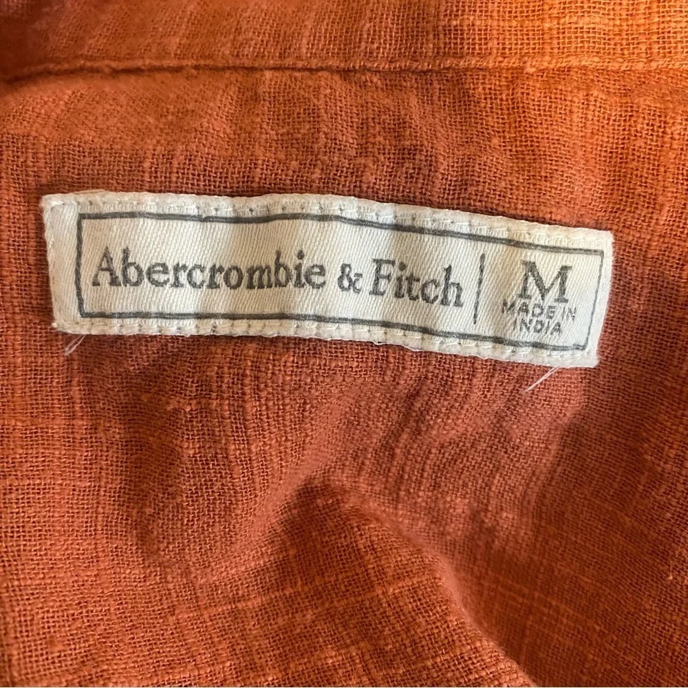 Abercrombie & Fitch Rust Cotton Button Down Blouse Roll Tab Sleeve Med Workwear